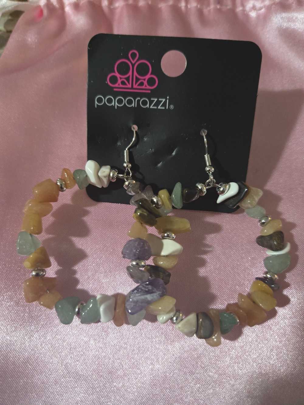 Paparazzi Pastel Mixed Stone Hoop Earrings